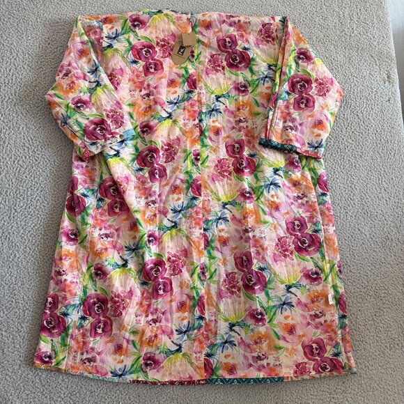 Art Studio Kimono Robe Patchwork Boho India Reversible Floral Oversized - Picture 13 of 13